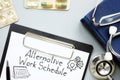 Alternative Work Schedule is shown on the business photo using the text