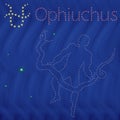 Alternative Zodiac sign Ophiuchus contour on the starry sky