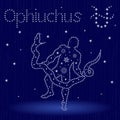 Alternative Zodiac sign Ophiuchus with snowflakes