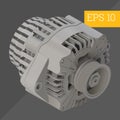 Alternator isometric vector illustration