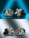 Alternator. Starter. Generator and starter. Car aggregates. Alternator and starter for car. Electrical units for car. Auto parts. Royalty Free Stock Photo