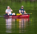 Althom, Pennsylvania, USA May 28, 2022 Two men in a canoe on the Allegheny River