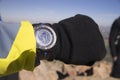 Altitude checking with a portable wrist-altimeter Royalty Free Stock Photo