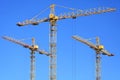 Altitudinal construction cranes and building construction site Royalty Free Stock Photo