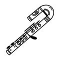 Alto flute vector icon. Hand drawn metal musical instrument. Modern orchestral flute isolated on white background Royalty Free Stock Photo