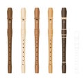 Alto Recorders Diefferent Wooden Textures Colors Royalty Free Stock Photo