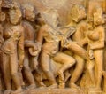 Alto-relievo of temples of Khajuraho Royalty Free Stock Photo