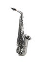 Nickel Alto Saxophone, Alto sax, Saxophone Brass Woodwinds Music Instrument Isolated on White background