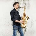 Alto Saxophone Artist Classical Jazz Musician Sax Concept Royalty Free Stock Photo