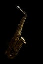 Alto saxophone in the dark Royalty Free Stock Photo