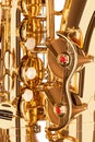 Alto saxophone music elements closeup Royalty Free Stock Photo