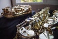 Alto saxophone and Soprano saxophone closeup Royalty Free Stock Photo