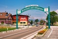 ALTOPIANO DI ASIAGO, ITALY - July 25th, 2019: Welcome sign at the entrance to Asiago Plateau, Vicenza, Italy