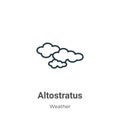 Altostratus outline vector icon. Thin line black altostratus icon, flat vector simple element illustration from editable weather