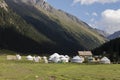Altyn-Arashan, Kyrgyzstan, August 13 2018: Yurt Camps in the valley of Altyn-Arashan near Karakol in Kyrgyzstan
