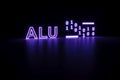 ALU neon concept self illumination background 3D Royalty Free Stock Photo
