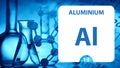 Aluminium Al, chemical element sign. 3D rendering isolated on white background. Aluminium chemical 13 element for science