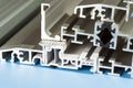 Aluminium anodized profile cross section pvc aluminium composite closeup Royalty Free Stock Photo