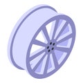 Aluminium auto wheel icon isometric vector. Car repair