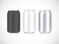 Aluminium beer pack. Metal, black and white can front view. Can vector visual 330 ml. For beer, lager, alcohol, soft drinks, soda