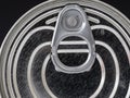 Aluminium can top view with ring pull