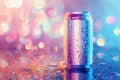 Aluminium can with water drops fluorescent colors. summer concept Royalty Free Stock Photo