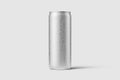 Aluminium drink can 250ml with water drops mockup template.