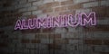ALUMINIUM - Glowing Neon Sign on stonework wall - 3D rendered royalty free stock illustration
