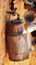 Aluminium milk can Hanging on the Wall Royalty Free Stock Photo