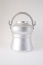 Aluminium milk can on white background