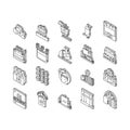 Aluminium Production Collection isometric icons set vector