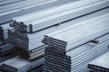 Aluminium profiles for constructions. Aluminum constructions factory Royalty Free Stock Photo