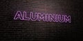 ALUMINIUM -Realistic Neon Sign on Brick Wall background - 3D rendered royalty free stock image