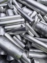 Aluminium rods in a chaotic heap Royalty Free Stock Photo