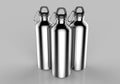 Aluminium silver brushed shiny sipper bottle for mock up and template design. 3d render illustration.