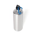 Aluminium sport bottle with blue carbine. 3d rendering