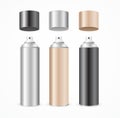 Aluminium Spray Can Template Blank Color Set. Vector