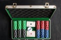 The aluminium suitcase with poker set Royalty Free Stock Photo