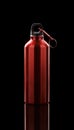 Aluminium water flask on reflective black surface