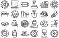 Aluminium wheels icons set outline vector. Car factory Royalty Free Stock Photo