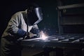aluminium worker welding together a new product