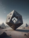 Industrial Sculpture in Desert, Generative AI