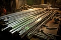 aluminum bars for making bicycle parts Royalty Free Stock Photo