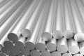 Aluminum billets raw sticks, 3d rendering Royalty Free Stock Photo