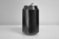 Aluminum Black Soda Can over White Background Royalty Free Stock Photo