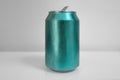 Aluminum Blue Soda Can over White Background