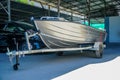 Aluminum boat 14 feet wait for paint Royalty Free Stock Photo