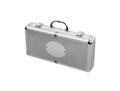 Aluminum briefcase case with metal corners isolated on white