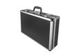 Aluminum briefcase case with metal corners isolated on white