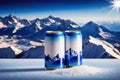 aluminum can White and blue tones There are ice crystals and snow mountains. and Royalty Free Stock Photo